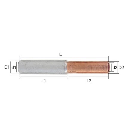 Copper tube union with aluminum L85mm