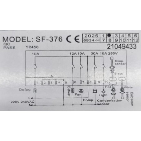 Termostato digital SF-376 220-240VAC  4 relés 3 sensores ESK
