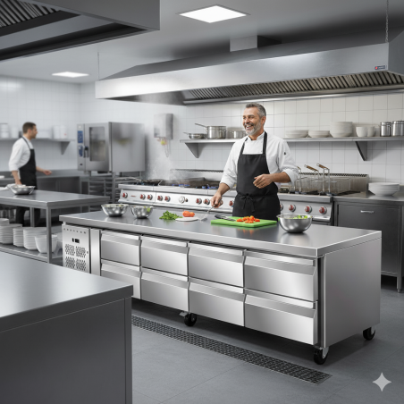 Mesa baja refrigerada Serie 700 U-GNH4180TN 2+2+2+2 cajones