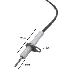 Électrode d'allumage avec bride Ø5mm longueur de câble 400mm connecteur faston ø 2,8mm
