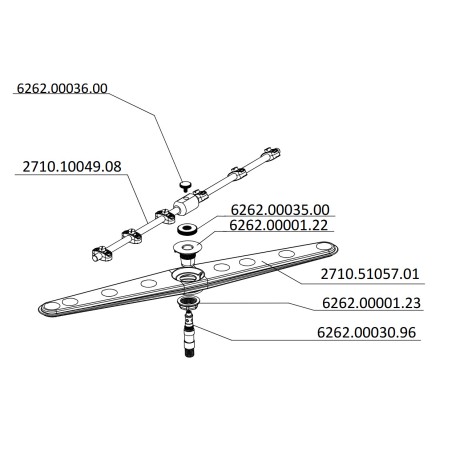 Washing arm shaft for dishwasher Öztiryakiler 6262.00030.96 OBM1080T PDRT