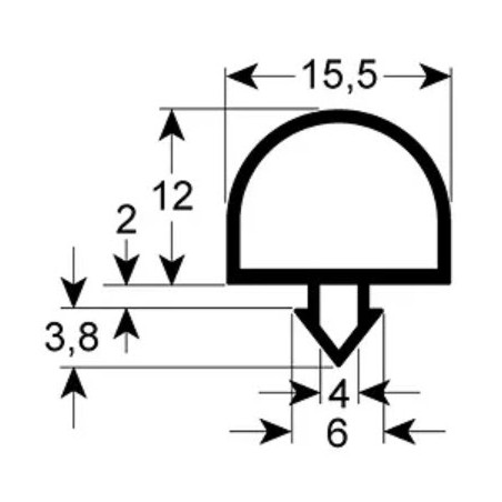 Junta de vedação para frigorífico, perfil 9728 L, 2500 mm, 902303