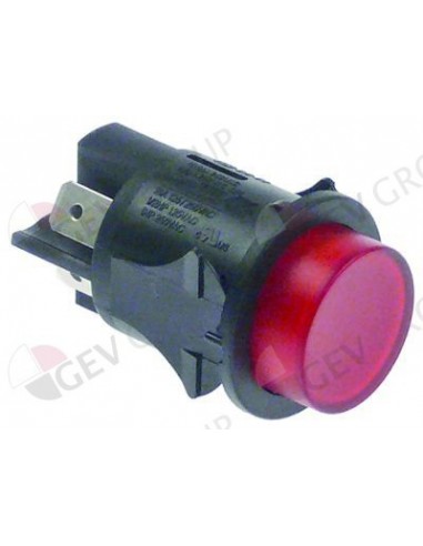 interruptor pulsante montaje ø 25mm rojo 2NO 250V 16A iluminado
