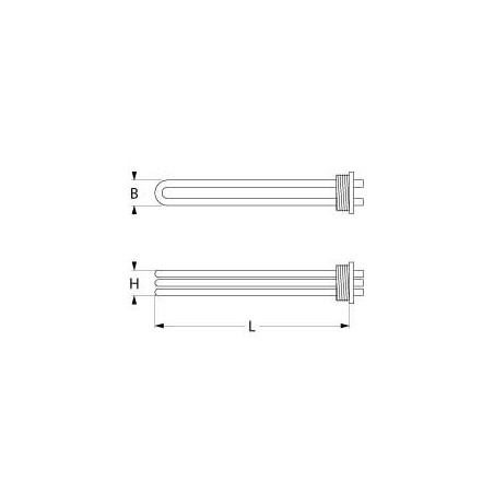 resistance 3000W 230/380V 3 1½" L 300mm W 32mm H 34mm tube ø 6.3mm M4 connection Elettrobar