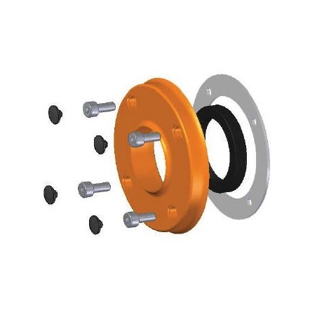 Retaining support + Stainless steel spring retainer + Flat silicone gasket + Plug (4 units) + DIN 912 screw (4 units)