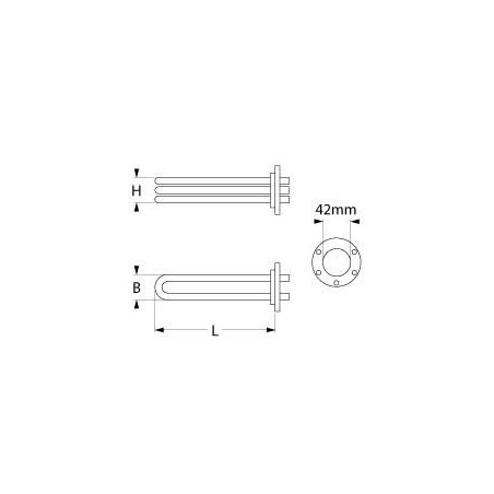 resistencia 2800W 230V espirales 1 montaje ø 42mm L 290mm An 37mm H 32mm tubo ø 8mm Fagor 