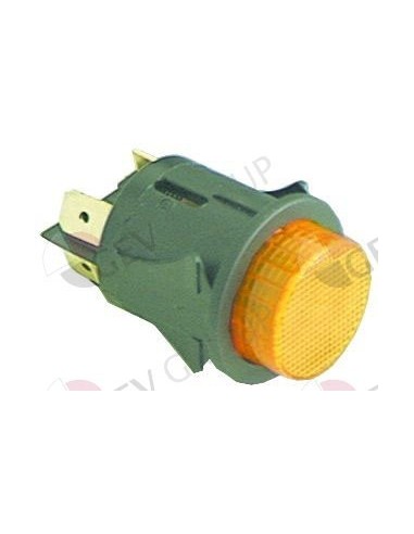 interruptor pulsante montaje ø 25mm amarillo 2NO 250V 16A iluminado empalme conector Faston 6,3mm 