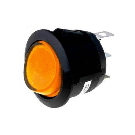 interruptor basculante medida de montaje 20mm ambar  1NO 250V 16A 0-I empalme conector Faston 4,8mm 