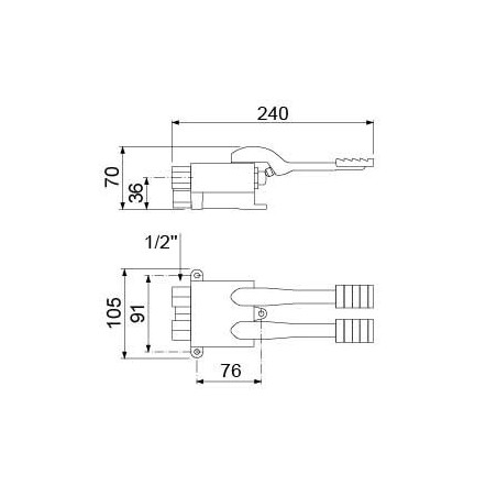 Pédale mélangeur 1/2" eau froide/chaude