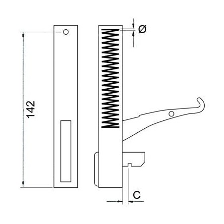dobradiça para forno comprimento da alavanca 125mm Unox 700459 CR070