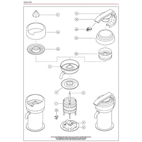 Protecteur + réceptacle inférieur ECP (ensemble) 1b Sammic Extracteur ECM EZM