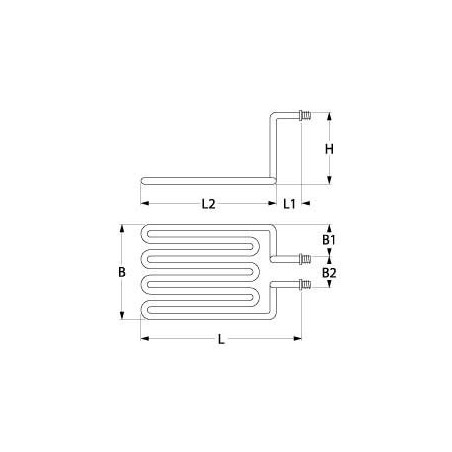 Resistencia Freidora 3250W 230V 1 L 245mm An 180mm H 205mm sujeción 2 Orificios Métrica 12mm EF-8L