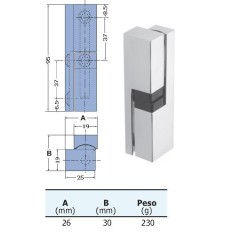 Vertical zamak hinge 95mm 26x30mm 250gr