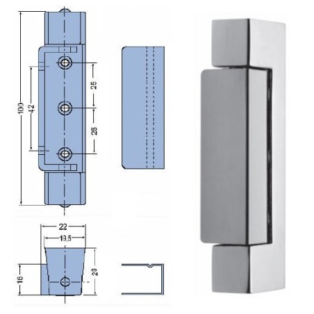 Vertical hinge zamak 100mm chrome finish stainless steel cover Weight 165 g