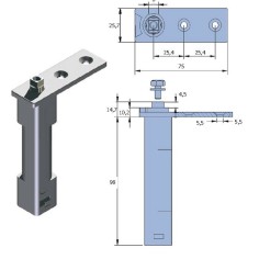 Dobradiça de torção mola Ø2,8mm suporte quadrado