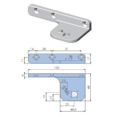 Soporte Bisagra pivot zamak niquelado fijación estrella inferior derecho o superior izquierdo.