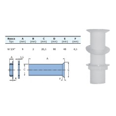White polyamide drain 90mm 3/4"