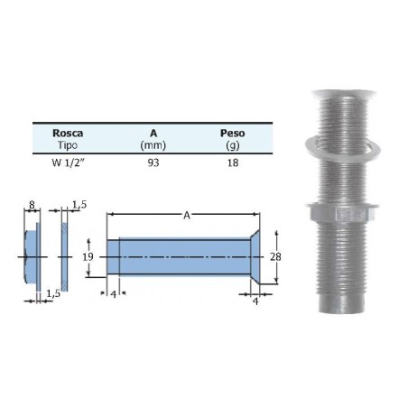 Drain en polyamide gris 93mm 1/2"