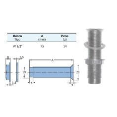 Évacuation en polyamide gris 93mm 1/2"