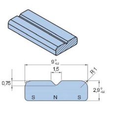Aimant contramagnetique NSN 9x2,9mm pour joint de porte Metro