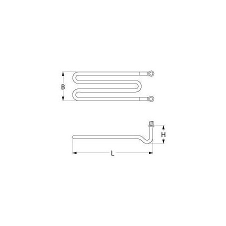 résistance 2000W 230V spirales 1 L 318mm An 85mm H 26mm filetage M12x1 distance de fixation 77mm Comenda, Hoonved