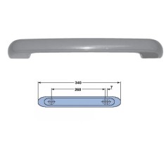 White ABS handle for refrigerator chest without key 340mm