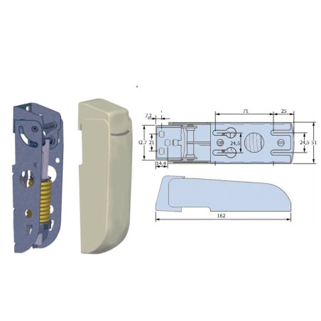Bisagra para arcones frigoríficos con Embellecedores  muelle 4mm largo 162mm