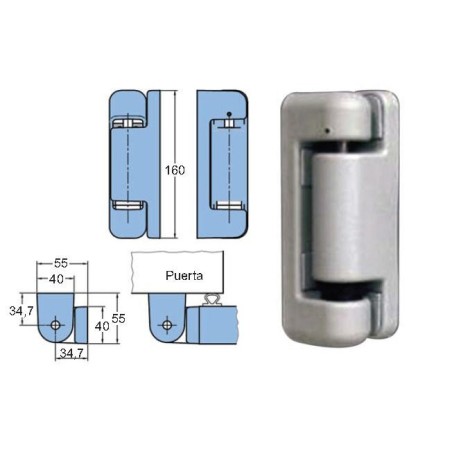 Dobradiça com rampa 160mm Delrin ascendente 8mm