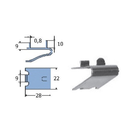 Zipper support with stop AISI304