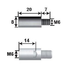 20mm Extension for Rod 8 L20 M6
