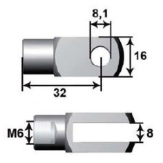Ancrage bifurqué Ø10mm L24 M6