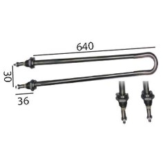 Resistencia 1800W 230V L 470mm An 33mm M12x1 distancia de sujeción 28mm tubo ø 8mm  Calienta tapas