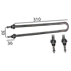 résistance 1000W 230V L 260mm An 33mm M12x1 distance de fixation 28mm tube ø 8mm Chauffe-caps