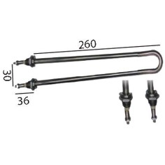 résistance 1000W 230V L 260mm An 33mm M12x1 distance de fixation 28mm tube ø 8mm Chauffe-capsules