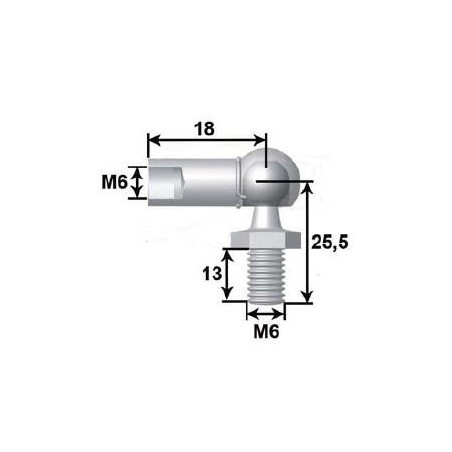 Rótula Metal M6 L19 Espiga-bola M8 L13
