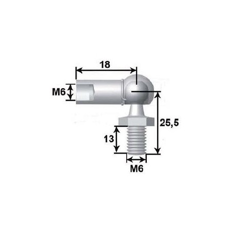 Metal Ruler L18 M6 Ball Spike M6