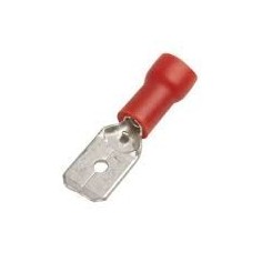 Connecteur Faston mâle taille 6,3x0,8mm 0,5-1,5mm² UE 100 pces isolation PVC Cu gal Sn rouge T max 75°C