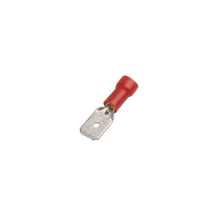 Connecteur Faston mâle taille 6,3x0,8mm 0,5-1,5mm² UE 100 pces isolation PVC Cu gal Sn rouge T max 75°C