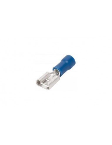 conector Faston hembra tamaño 6,3x0,8mm 1,5-2,5mm² UE 100 pzs aislam. PVC Cu gal Sn azul T máx 75°C 