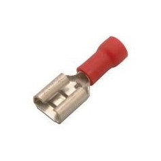 connecteur Faston femelle taille 6,3x0,8mm 0,5-1,5mm² UE 100 pces isol. PVC Cu gal Sn rouge T max 75°C