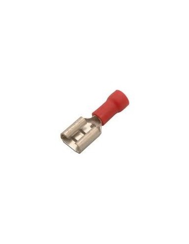 conector Faston hembra tamaño 6,3x0,8mm 0,5-1,5mm² UE 100 pzs aislam. PVC Cu gal Sn rojo T máx 75°C 