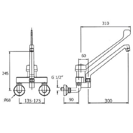 Grifo monomando gerontológico a pared Maneta Negra