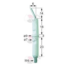 electrodo de encendido D1 ø 7mm empalme M4 D2 ø 9mm L1 14mm L2 6