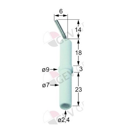 eletrodo de ignição D1 ø 7mm emenda ø2,4mm D2 ø 9mm L1 14mm