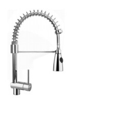 Robinet monocommande avec flexible et douche extractible.