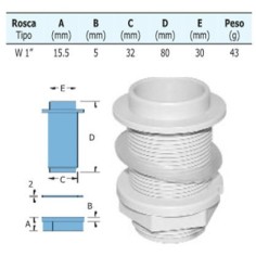 Gray nylon drain 80mm 1"