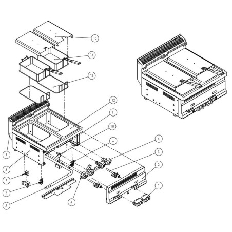 termostato de seguridad temp. desconexión 230°C 1 polos 16A sonda ø 6mm sonda L 96mm EGO freidora Turhan
