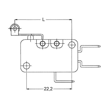 microinterruptor com alavanca de rolo 250V 16A 1CO emenda conector Faston 6,3mm