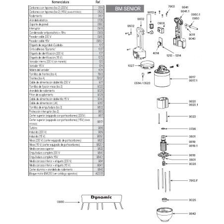 Media Carcasa Dynamic  inferior para Junior 230V 4040