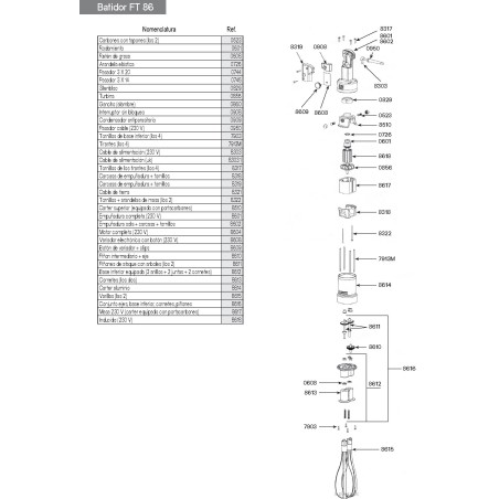 Portes-verres équipé (3 anneaux + 2 joints + 2 cornettes) Dynamic FT86-97F250 MF90 8612